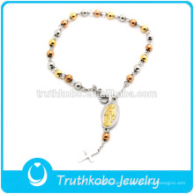 TKB-JB0064 Cadena de dos tonos con forma de lazo, joya con crucifijo y brazaletes y brazaletes de acero inoxidable Virgin Mary 316L